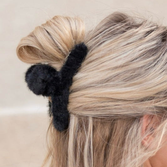 Fuzzy Claw Clip - Black