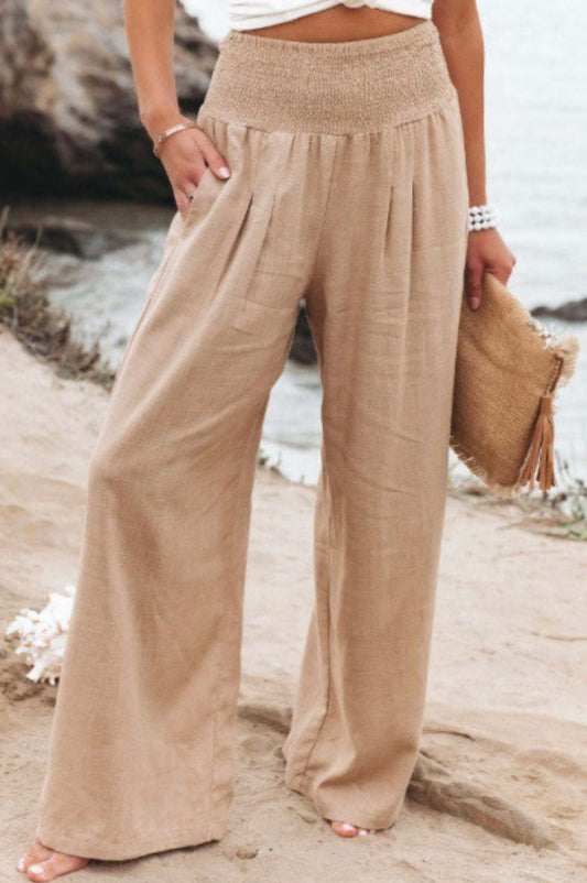 Linen Wide Leg Pant - Beige