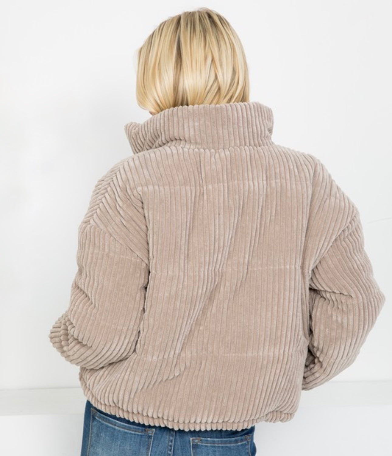 Corduroy Puffer Jacket - Taupe