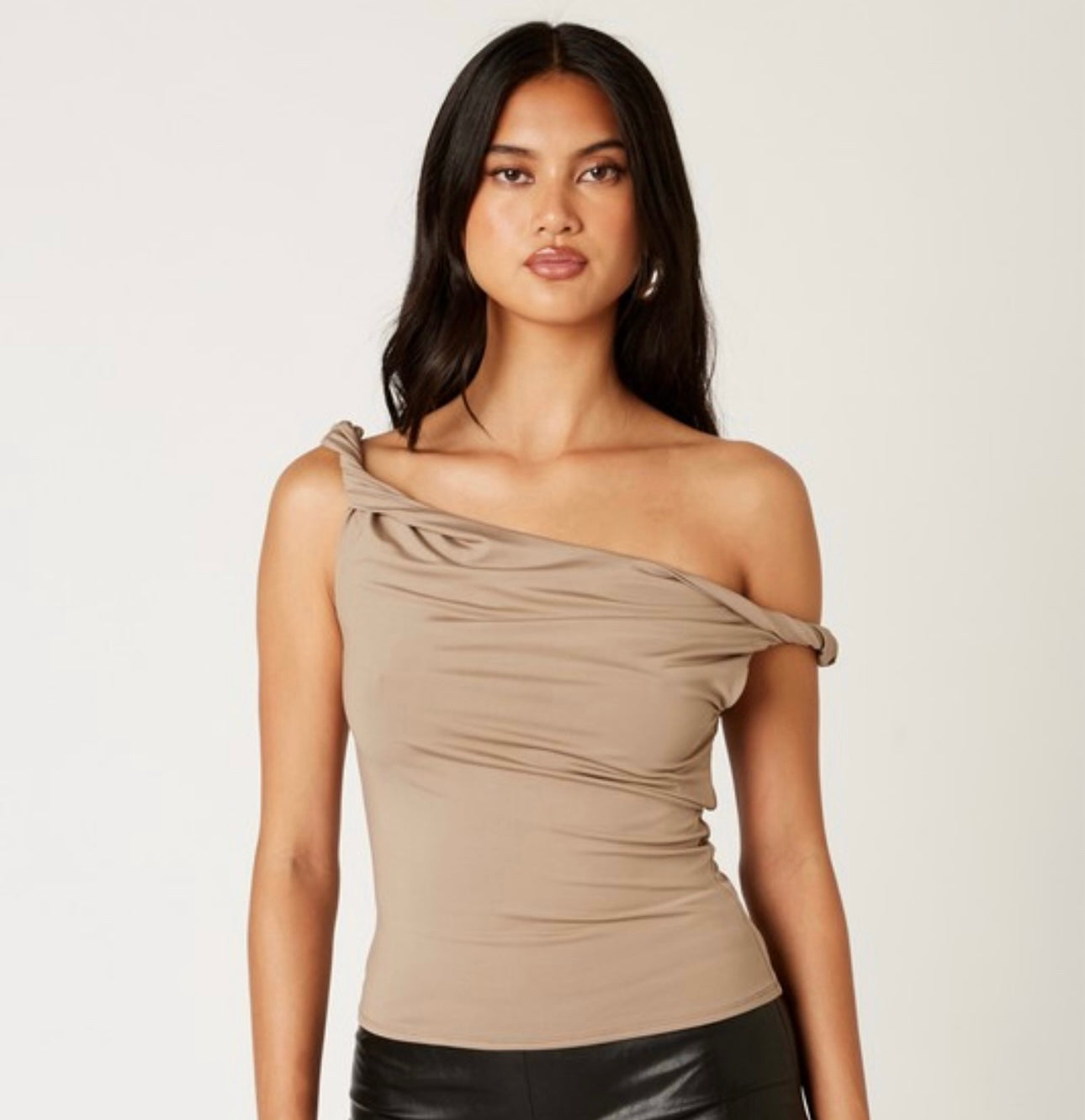 Asymmetrical Twist Top - Beige